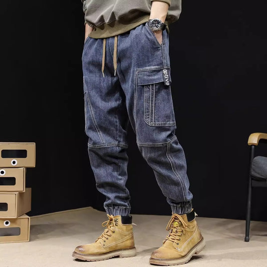 Men's Loose Retro Elastic Waist Jeans