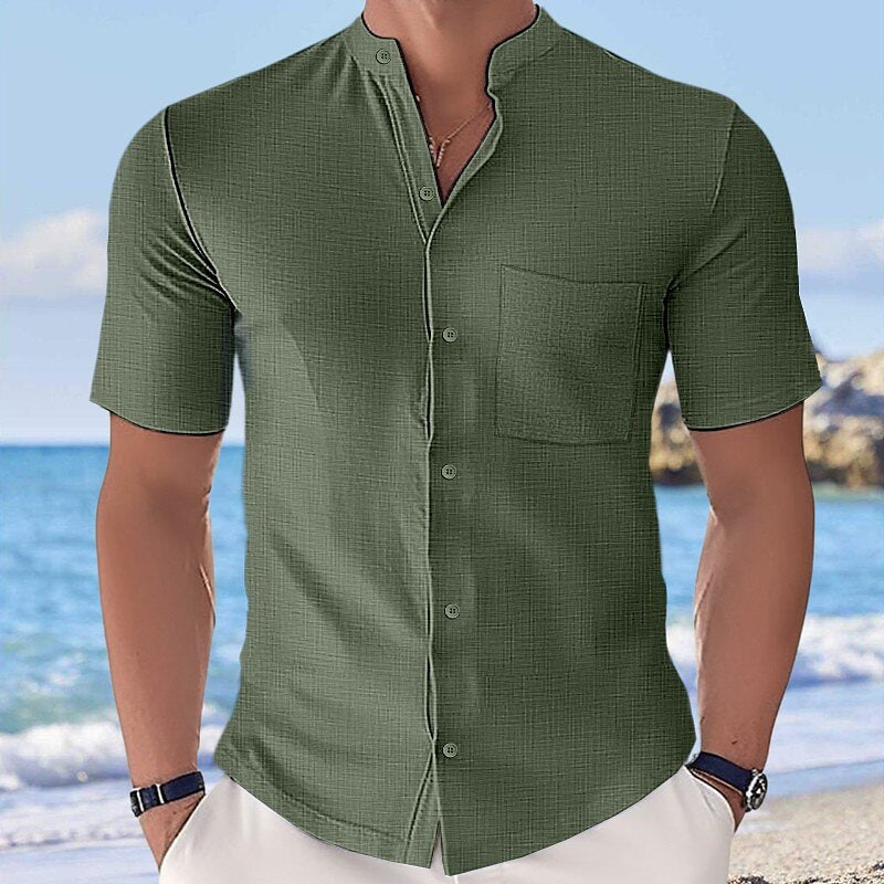 Cool Stand Collar European Size Handsome Summer Shirt Top