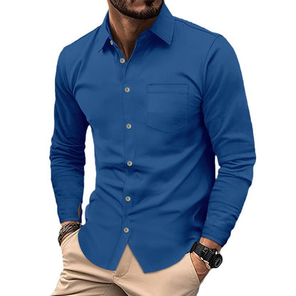 Button Casual Long Sleeve Shirt Top Men