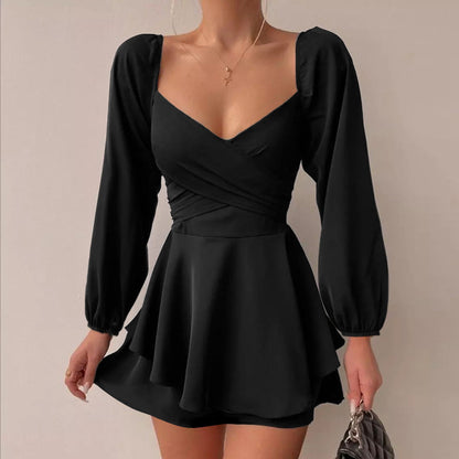 Fashion Style Temperament Leisure Long Sleeve A Swing Daily Style Slimming Dress