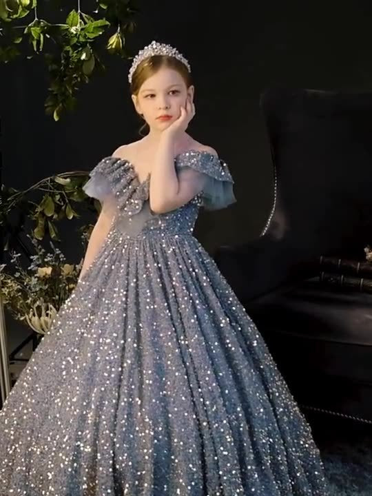 ig Children’s Sequined Princess Dress - Winter Catwalk Costume | Western Style