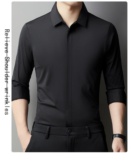 Men's Light Luxury High-end Hidden Hook Long-sleeved Shirt