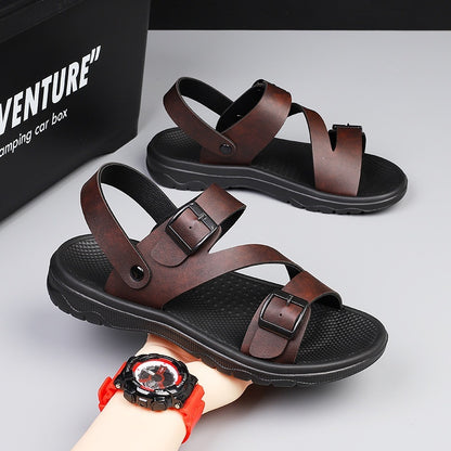 Summer New Sandals Men's Daily Beach Shoes Men's Casual Driving Soft Bottom Non-slip Sandals Breathable