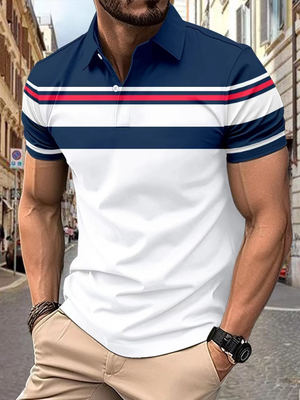 Digital Printing Men's Short Sleeve Casual