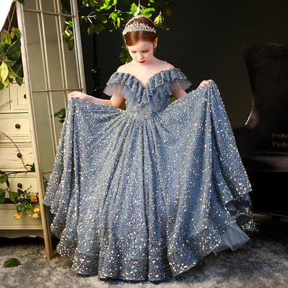 ig Children’s Sequined Princess Dress - Winter Catwalk Costume | Western Style