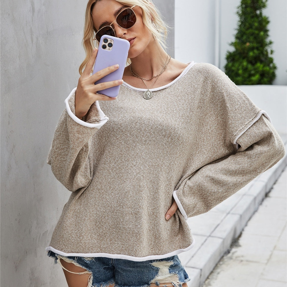 Women's Plus Size Back Tassel Sweater Round Neck Sweater