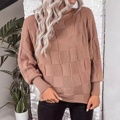 All-match Round Neck Pullover Knitting Long Sleeve Simple Solid Color