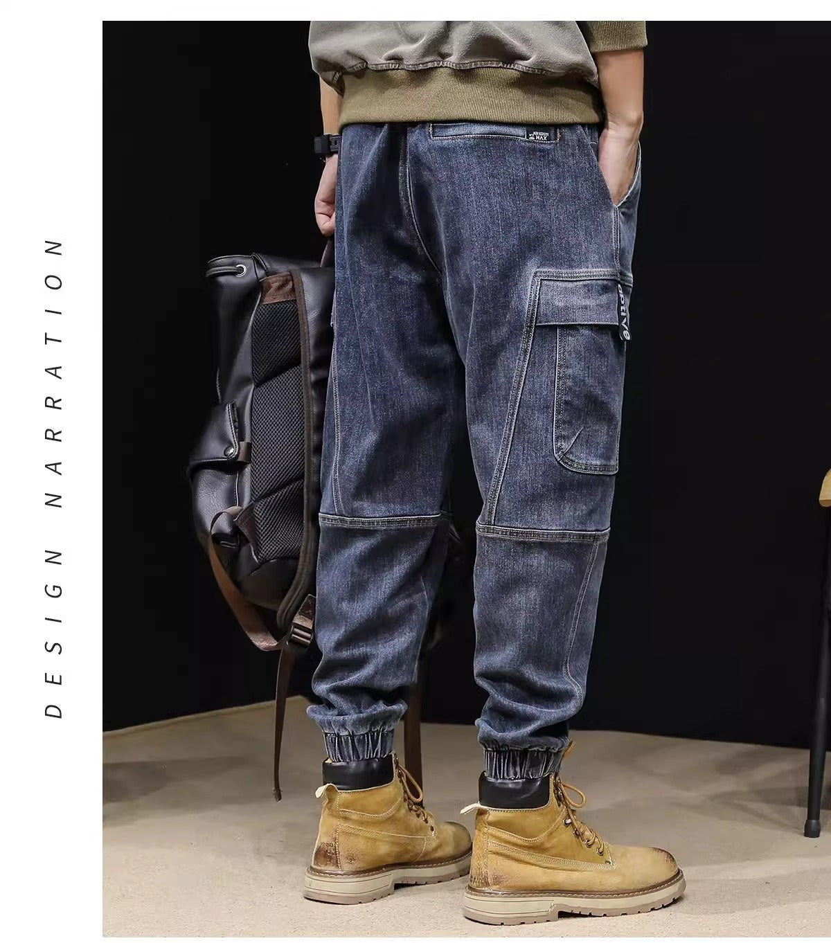 Men's Loose Retro Elastic Waist Jeans