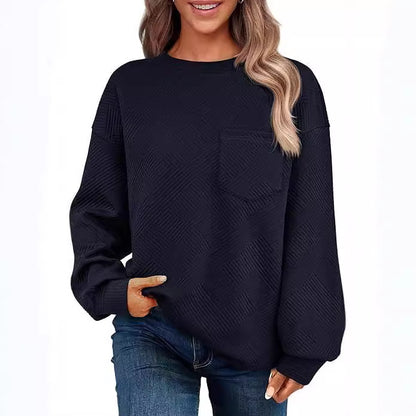 Women's Long-sleeved Drop-shoulder Round Neck Sweater Texture