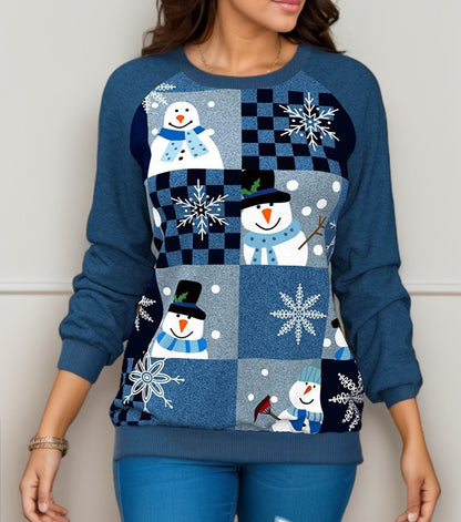 Christmas Printed Raglan Printed Sweater