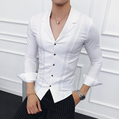 Men's Fashion Solid Color Long Sleeve Shirt