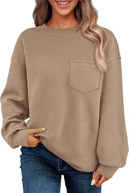 Women's Long-sleeved Drop-shoulder Round Neck Sweater Texture