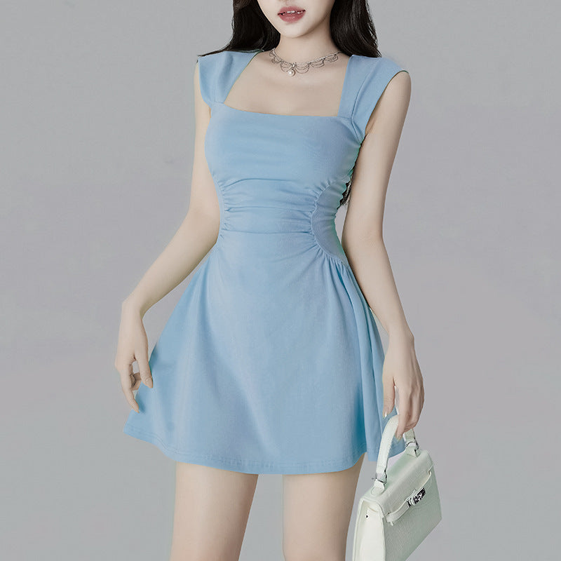 Women's Casual Square-neck Cinched Sling Dress