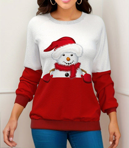 Christmas Printed Raglan Printed Sweater