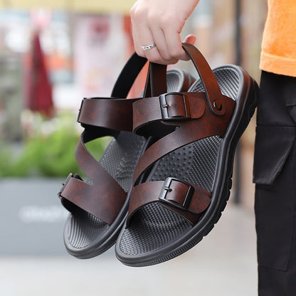 Summer New Sandals Men's Daily Beach Shoes Men's Casual Driving Soft Bottom Non-slip Sandals Breathable