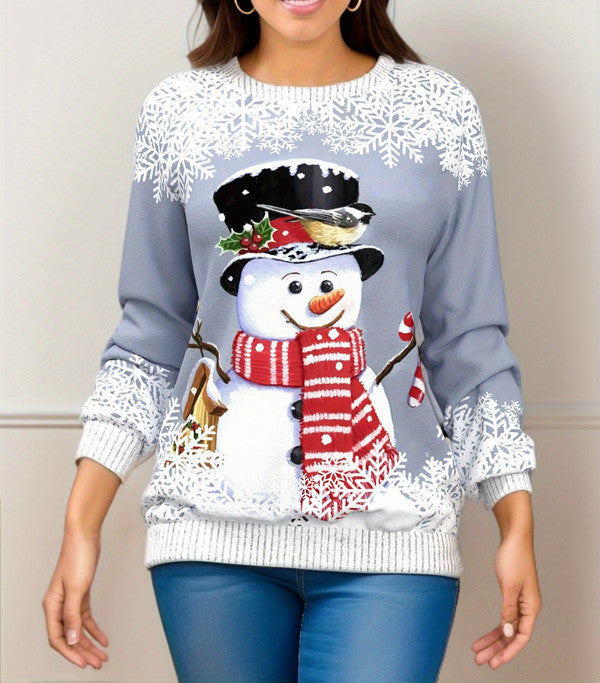 Christmas Printed Raglan Printed Sweater