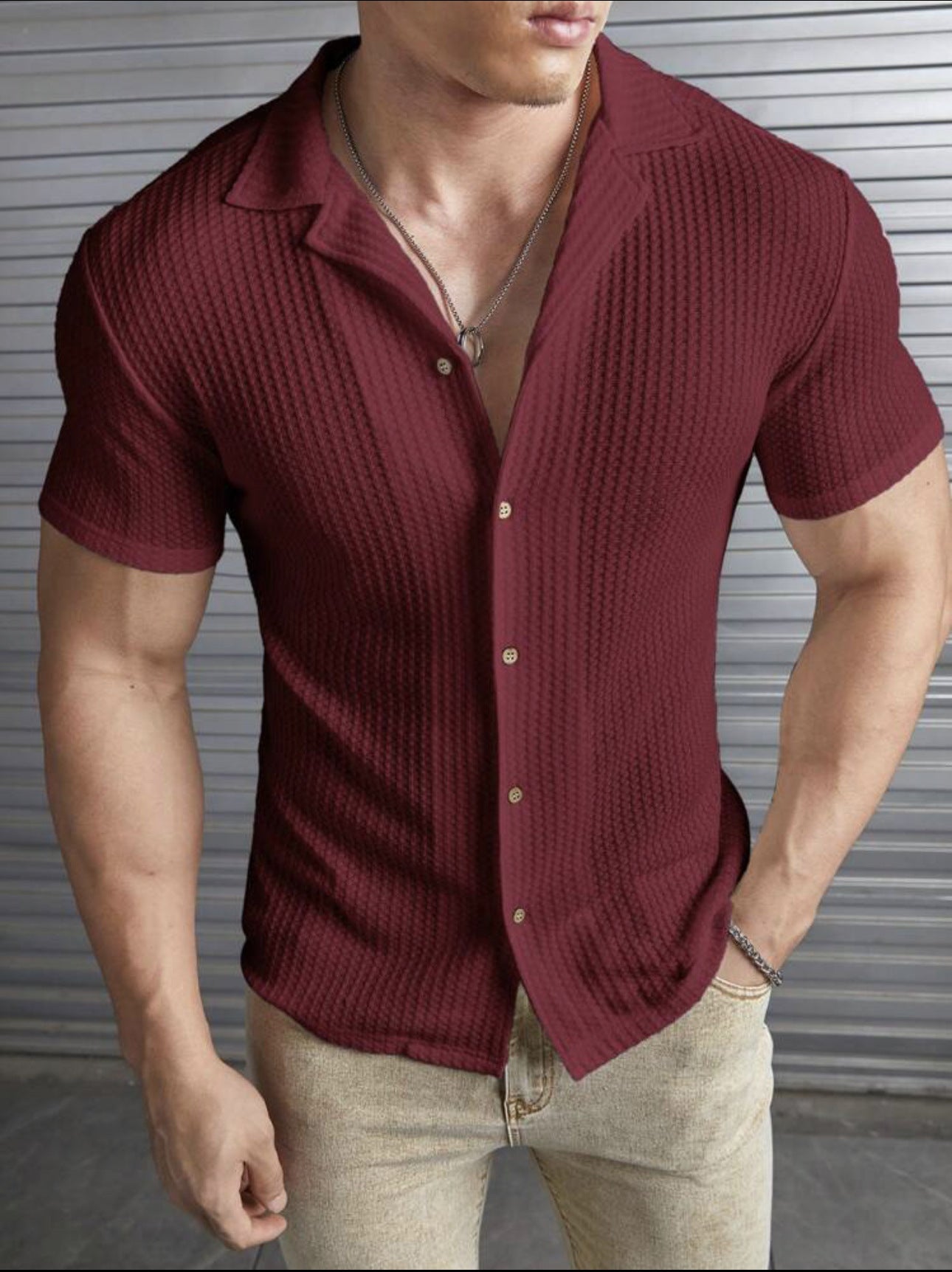 Fashion Casual Slim Top Short Sleeve Men