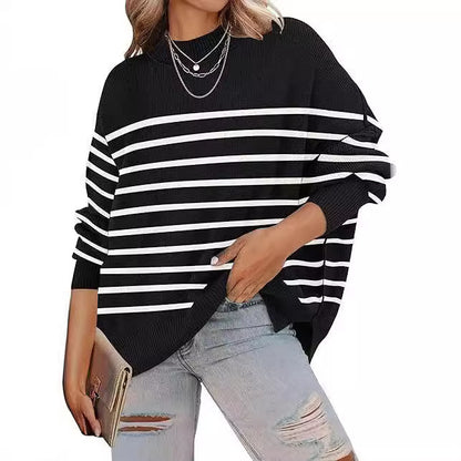 Loose Pullover Stripe Sweater For Women