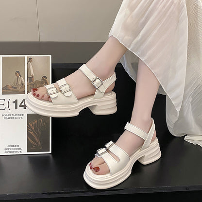 Summer New All-Match Platform Beach Shoes Strap Roman Sandals