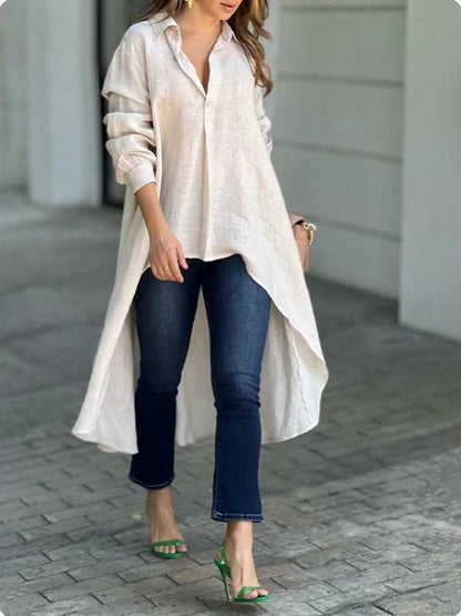 Elegant Long Sleeve Fashion Solid Color Loose Lapels Shirt