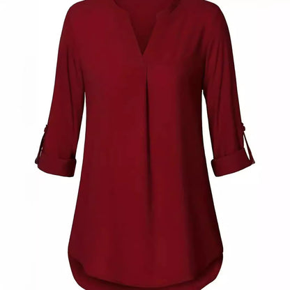 Women's Spring And Autumn V-neck Long Sleeve Shirt