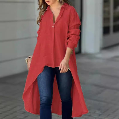 Elegant Long Sleeve Fashion Solid Color Loose Lapels Shirt