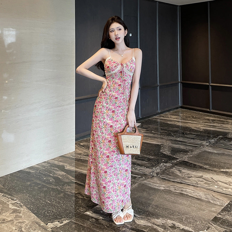 Slim-fit Floral Strap Dress Women