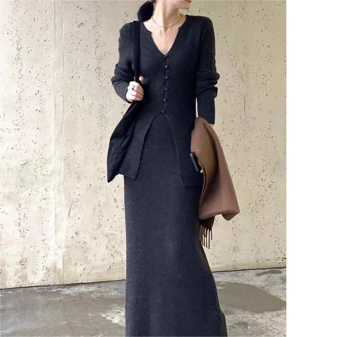 French Wool Suit Classic Style Sweaters Dress