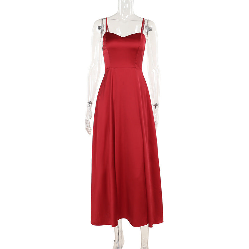 Summer Slim Satin Strap Women Dress