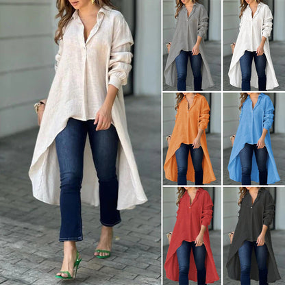 Elegant Long Sleeve Fashion Solid Color Loose Lapels Shirt